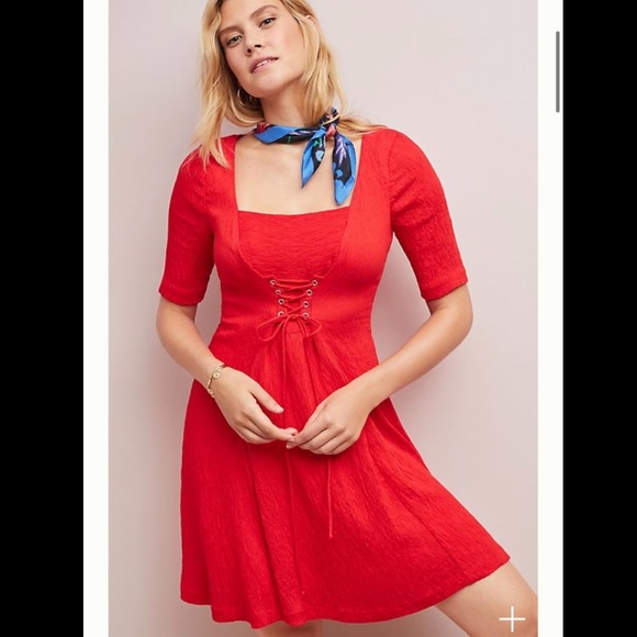 Anthropologie Dresses & Skirts - Maeve Anthropologie Red Juliet Corset Dress 16 NWT